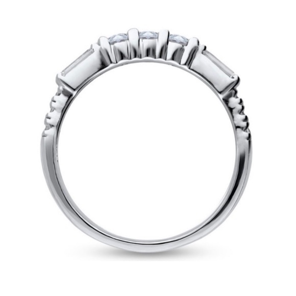 STERLING SILVER ART DECO HALF ETERNITY RING SIZE 8 - Picture 4 of 11